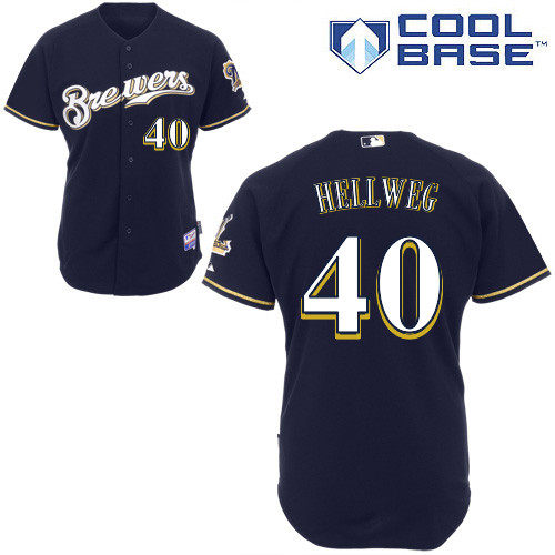 Johnny Hellweg #40 mlb Jersey-Milwaukee Brewers Women's Authentic Alternate Navy Cool Base Baseball Jersey